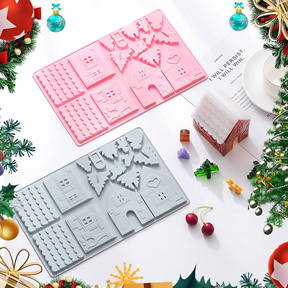 

Christams Gingerbread House Silicone Mold DIY Biscuit Mold Silicone Fondant Mold Kit For Chocolate Jelly Cake Decorating Tool