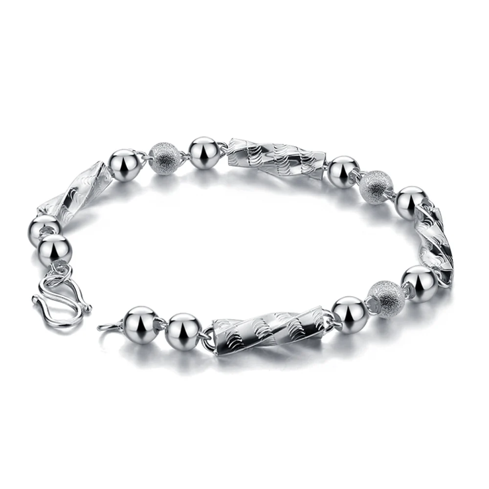 

ziqiudie 925 Sterling Silver men's Bracelet Knot High rise round bead bracelet send boyfriend birthday lover jewelry gift 7MM th