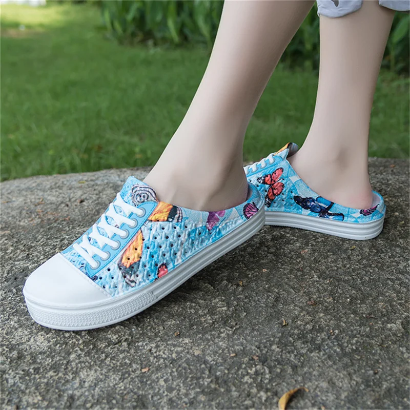 Womens Slippers Summer Clogs Hollow Outdoor Pool Sandals Garden Beach Shoes Water Shower Flip Flop Lightweight Mules