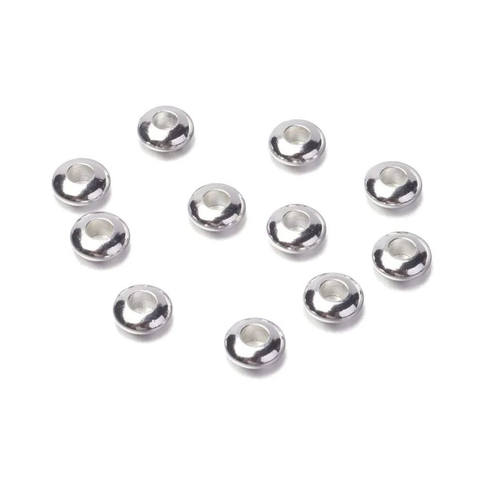 50pcs 7/8mm 316L Stainless Steel Bead Spacers 2mm Hole Metal Bead Abacus Bicone Seamless Bead Spacer for Bracelet Jewelry Making