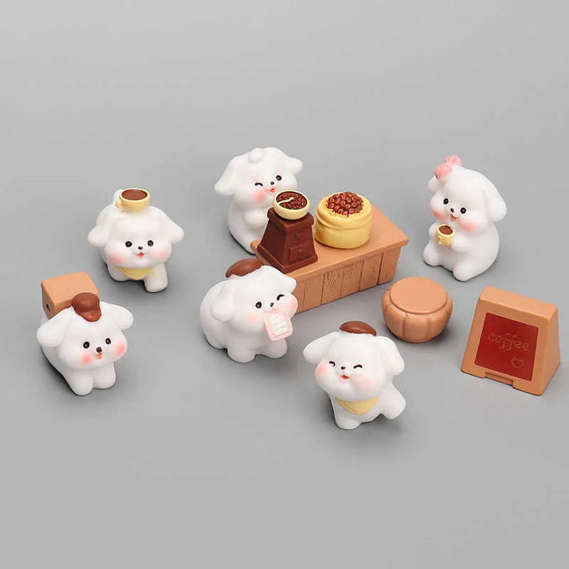 6-11 шт. семейная фигурка белой собаки с героями мультфильмов домашний сад бонсай