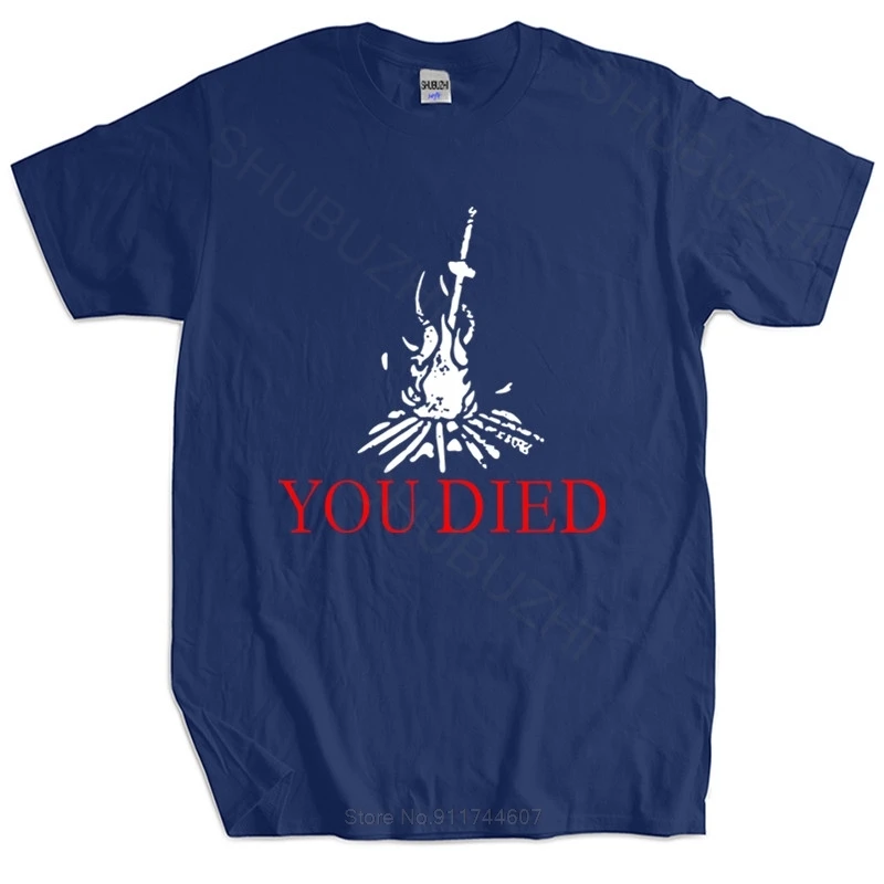 

YOU DIED DARK SOULS T-SHIRT Firelink Shrine Dark Gamer Nerd Souls Game Sun men cotton fashion tshirt male summer tee-shirt