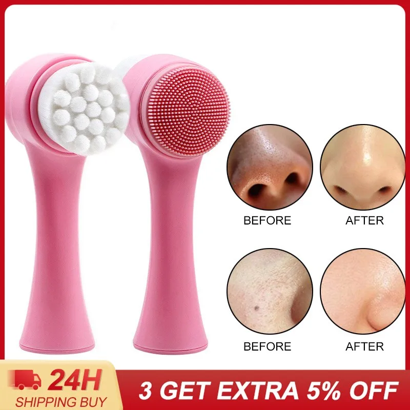 

1pcs Skin Care Tool Double Side Silicone Cleansing Facial Brush Face Exfoliating Spa Massage Deep Pore Skin Care Beauty Tools