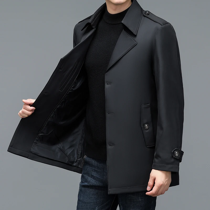 England Style Men Winter Puffer Parkas Khaki Black Thick Thernal Puff Overcoats Quilted Lining Detachable Basic Coat Male Jacket