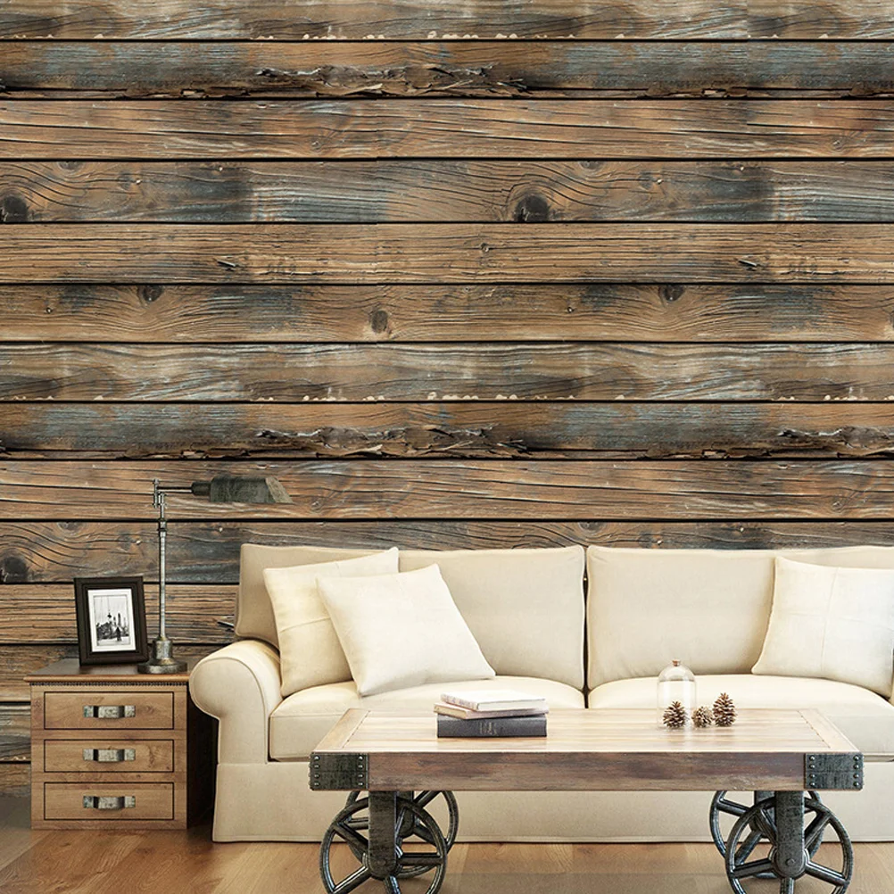 

Fashionable Realistic Durable Waterproof Wood Plank Wallpaper 3D Wood Grain Wood Panel Wallperper