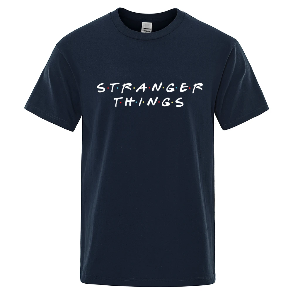 

Stranger Things Letters Men Tee Shirts Summer Cool Male Short Sleeve T-Shirts Funny Mens O-Neck T Shirt Street Style Tops