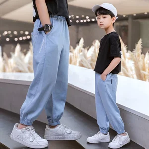 Summer Children trousers Boys Girls Loose Pants Solid color Cotton  Pants For 4 6 8 10 12 Years