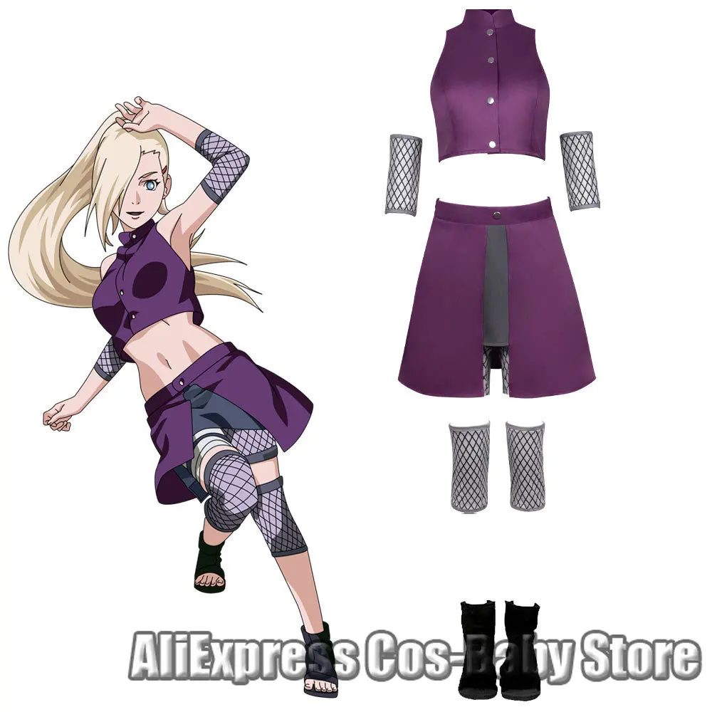 

Парик Аниме Yamanaka Ino, шапка, костюм для косплея, Женская юбка для девочек, наряд ниндзя, платья Yamanaka, костюмы для косплея на Хэллоуин