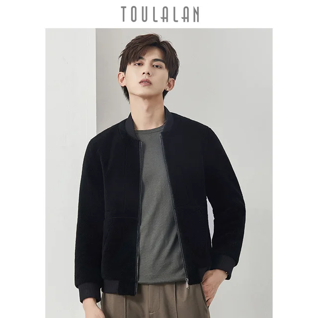 

Мужская зимняя куртка с мехом, бежевая теплая Повседневная куртка из натуральной шерсти, в Корейском стиле, LXR871, 2023