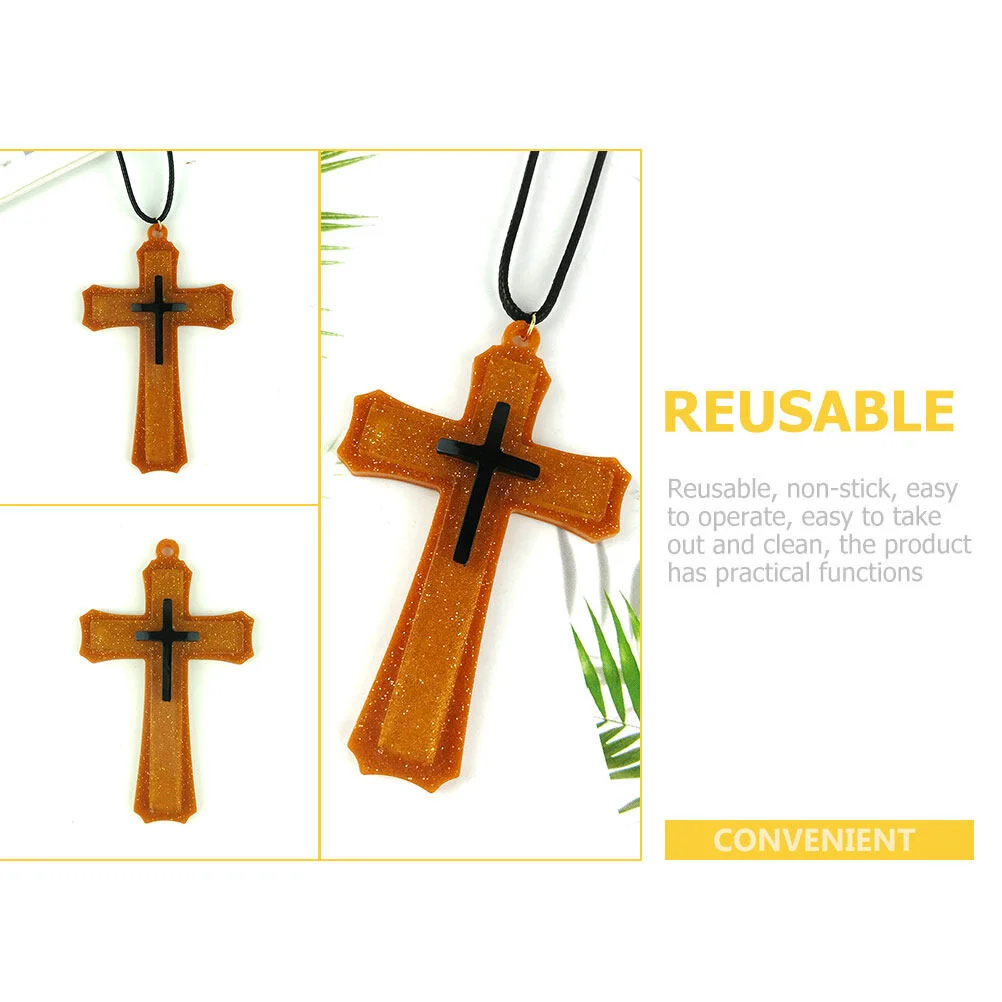 2pcs Cross Pendant Shaped Epoxy Silicone Mold DIY Cross Charm Ornament Mold Handicraft Silicone Mold