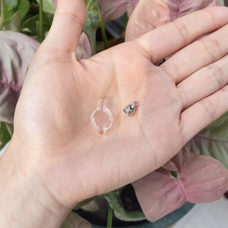 1/2/3/5X прозрачный мини-стеклянный кулон в виде флакона с клеевой крышкой для