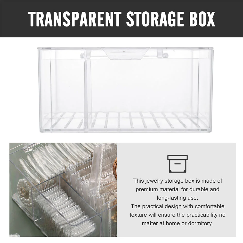 2Pcs Clear Beads Box Jewelry Storage Case Makeup Brush Organizer Makeup Desk Organizer Desktop Rings Holder Cotton