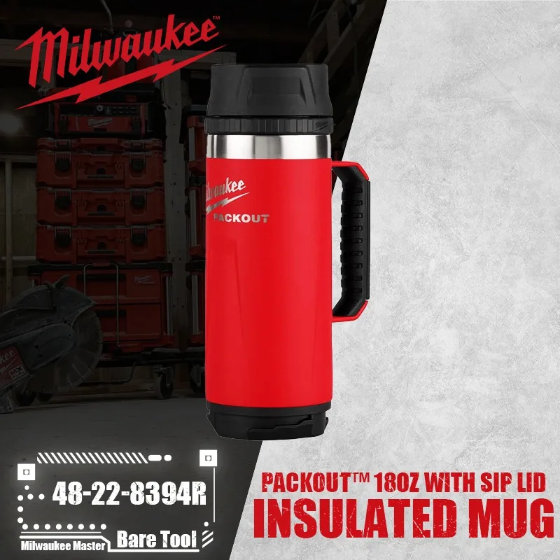 Упаковка Milwaukee 48-22-8394R™Изолированная кружка 18 унций с крышкой Sip аксессуары для