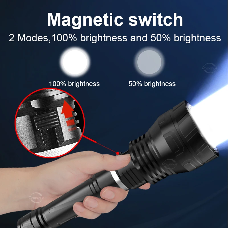 Фото Новый профессиональный подводный фонарь 3*XHP 360 LED для дайвинга, дальность 1000 м, сверхъяркий, для подводного освещения №5