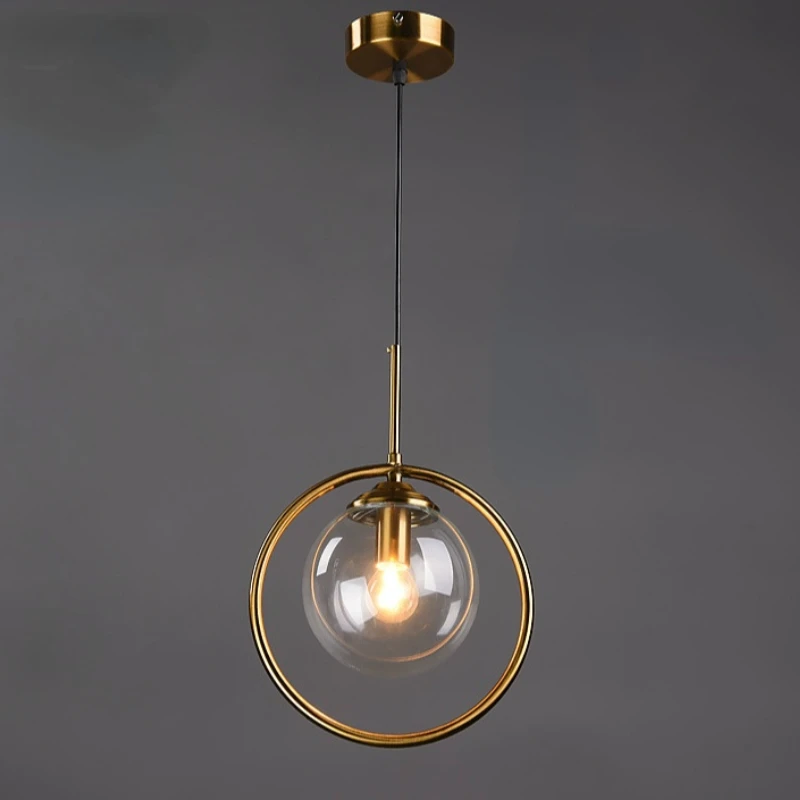 Скандинавские сферические подвесные светильники из железа и стекла на шнуре для