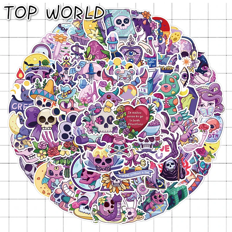 

10/50Pcs/set Cute Purple Horror Gothic Cartoon Funny Graffiti Stickers For Laptop Phone Case Luggage Skateboard Kids DIY