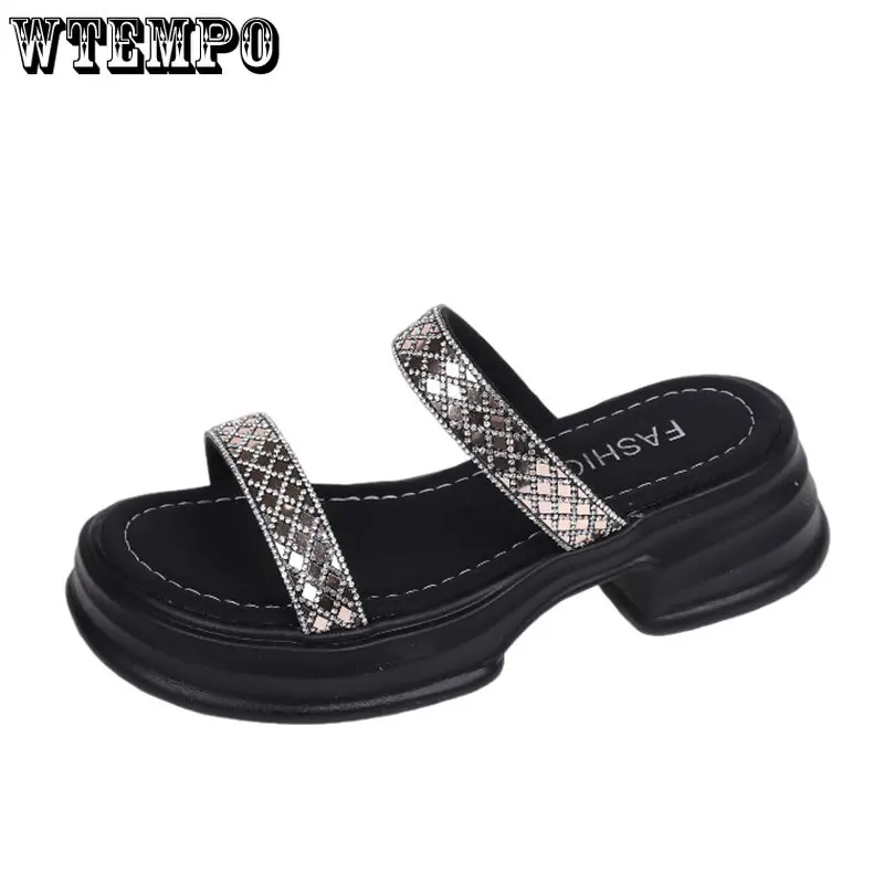 

WTEMPO Sandals Fashion Women Thick-soled Slip-on Shoes Summer Sandals Casual Sports Wedge Women's Slippers Sandals Dropshipping