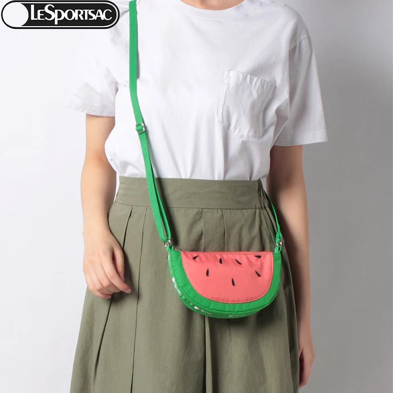 

Kawaii Anime Cartoon Lesportsac Women's Bag Casual Light Cloth Bag Messenger Bag Mobile Phone Bag Fun Watermelon Bag 3918