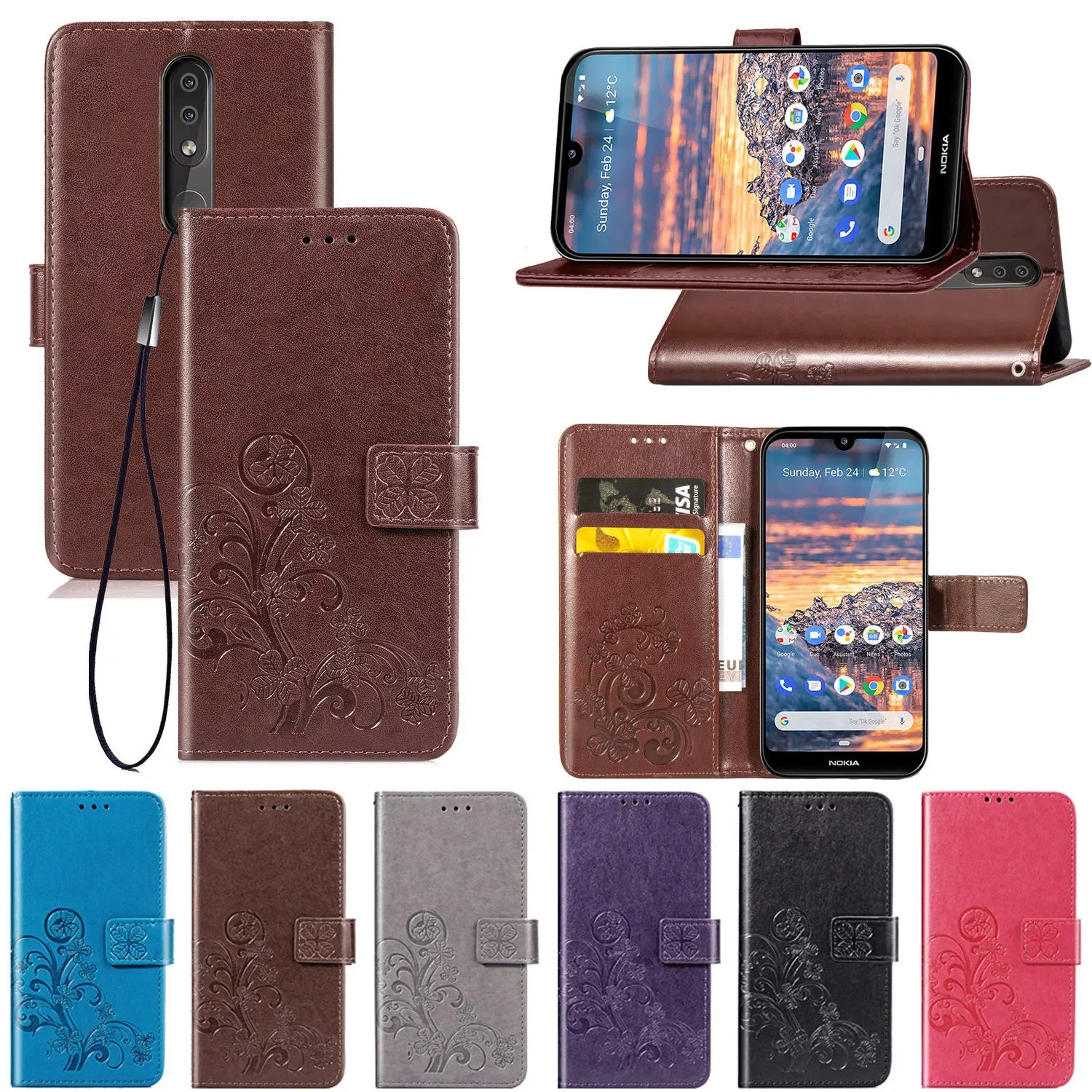 

Nokia 4.2 case Flip PU Leather + TPU Wallet Card Holder Silicone Case For nokia 4.2 Phone Bags Card Slot Cover For nokia4.2