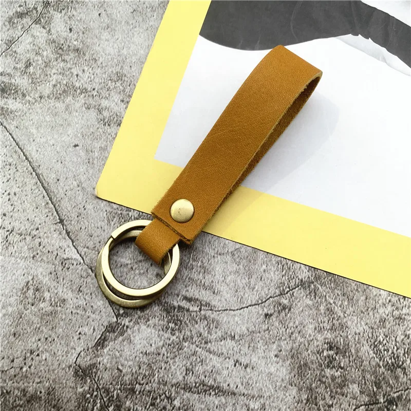 First Layer Leather Lanyard Cowhide Pendant Practical Simple Rope For Mobile Phone Accessories Car Supplies Key Ring
