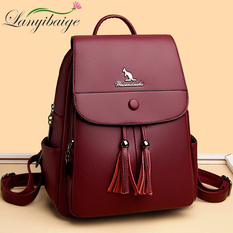 

Women Soft Leather Backpack Fashion Anti-theft Travel Bagpack High Quality School Bag Handbag Casual Lides Shoulder Bag Mochilas