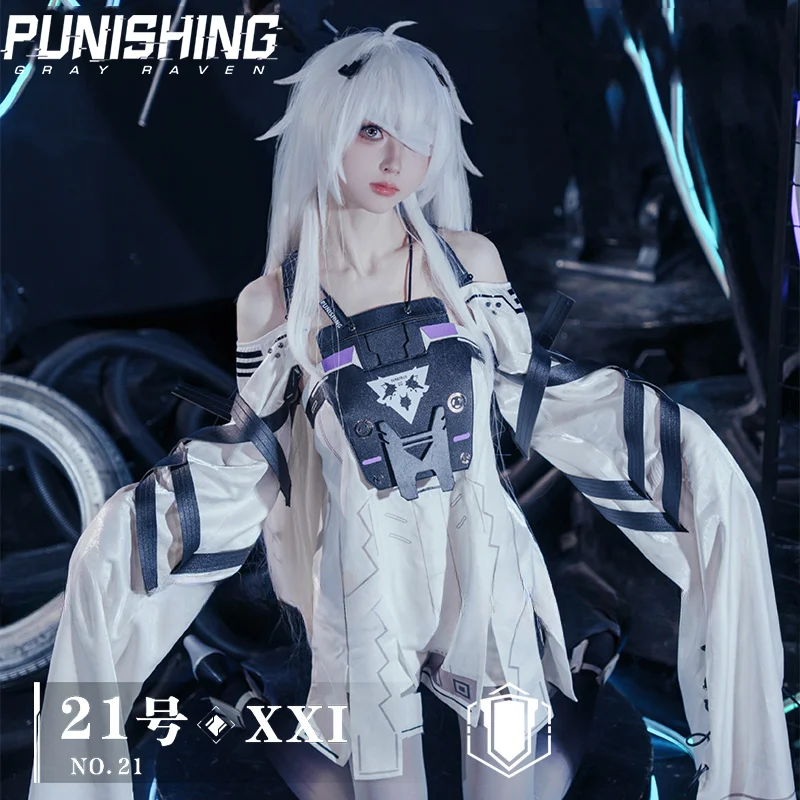No.21 ХI косплей костюм парик игра ругание серый Ворон платье униформа головной