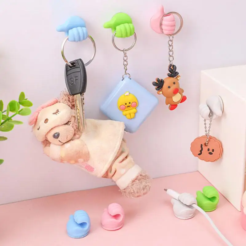 8/16/24pcs Creative Thumbs Wall Hooks Self-Adhesive Multi-Function Colorful Key Hanger Hook Data Cable Clip Wire Desk Organizer