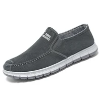 denim flat shoes for men summer lightweight shoes soft sole walking elderly walking shoes letter embroidery slip on casual shoe