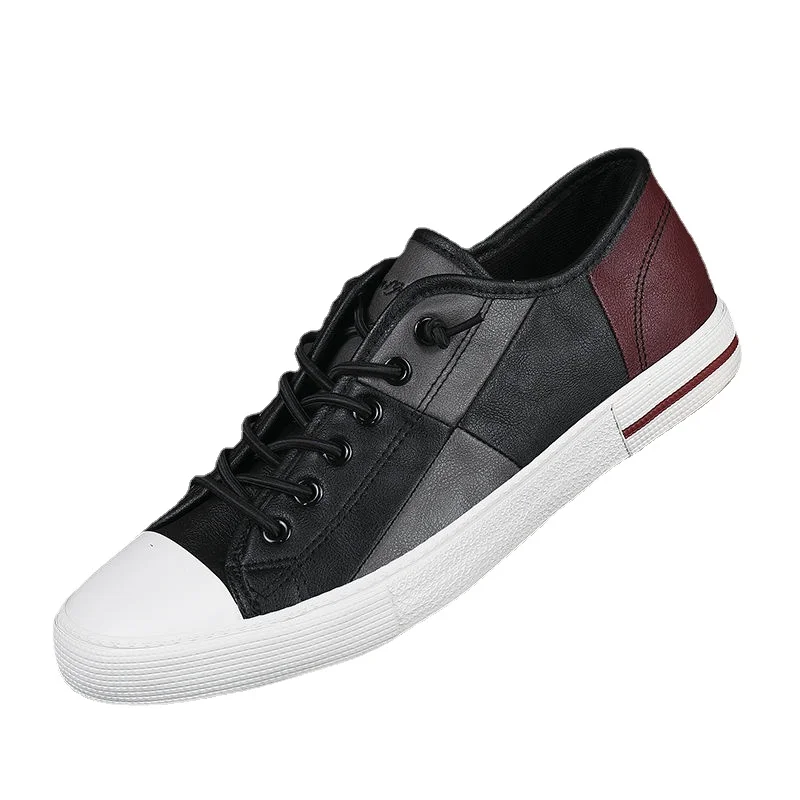 

Summer Men's Shoes Trend All-match Shoes Color Matching Casual Shoes British Leather Shoes Lace-up Sneakers Vulcanized Shoes Men