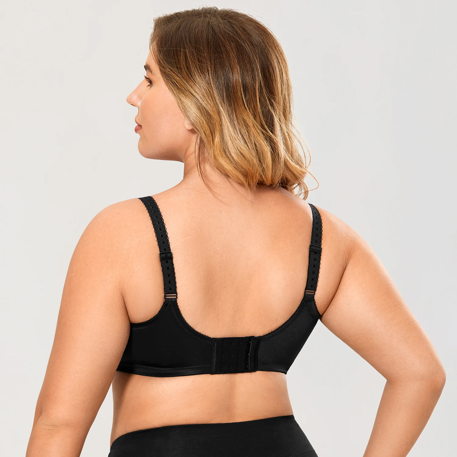 DELIMIRA Women's Full Coverage Floral Lace Wireless Unlined Plus Size Sleep Cotton Bra