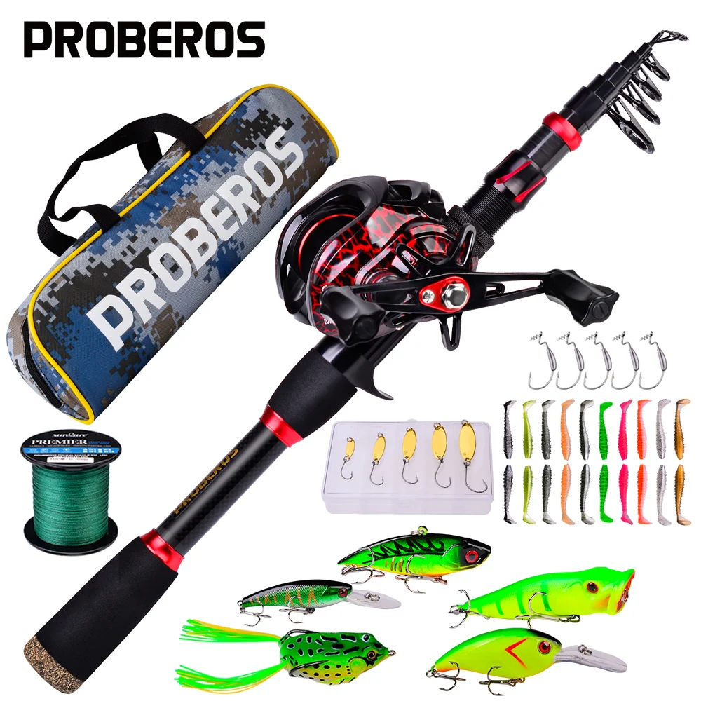 PROBEROS Fishing Rod & Reel Set 7.2:1 High Speed Baitcasting
