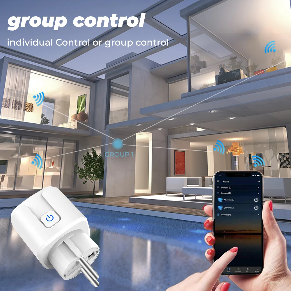 Смарт-розетка SMATRUL Tuya Zigbee 3.0 с европейской вилкой 16А 220В адаптер безопасного подключения с беспроводным дистанционным управлением для работы с Google Home Alexa.