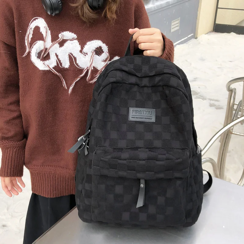 

Новый женский Клетчатый Рюкзак KUZAI, Женская дорожная сумка из искусственного нейлона, маленькая школьная сумка в стиле преппи для девочек-подростков, симпатичная сумка для книг