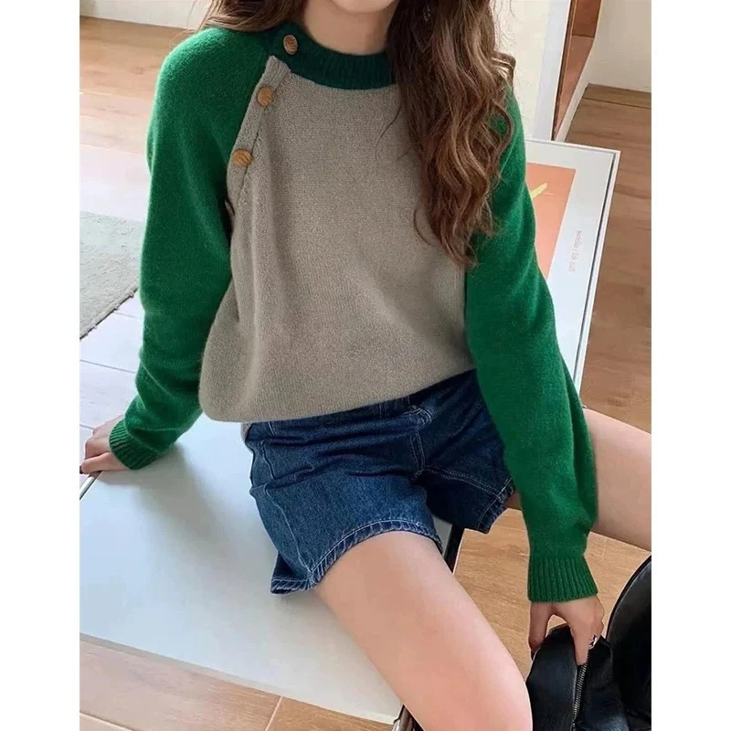 

New 2023 Winter Autumn And Women's ClothingVintage Klein Blue Sweater Autumn and Winter Thickening Knitted Top 1017
