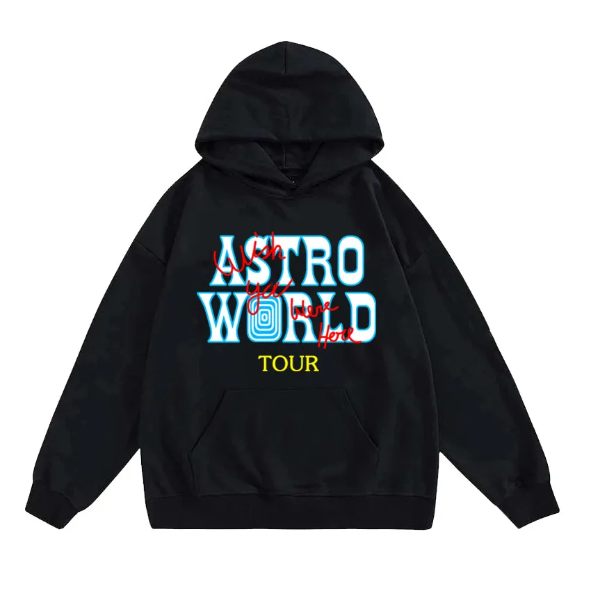

NEW Mens Hoodies TRAVIS SCOTT Astroworld Print 320g Heavy Fabric Cotton High-quality Hip Hop Harajuku Loose Male Hoodie Clothing