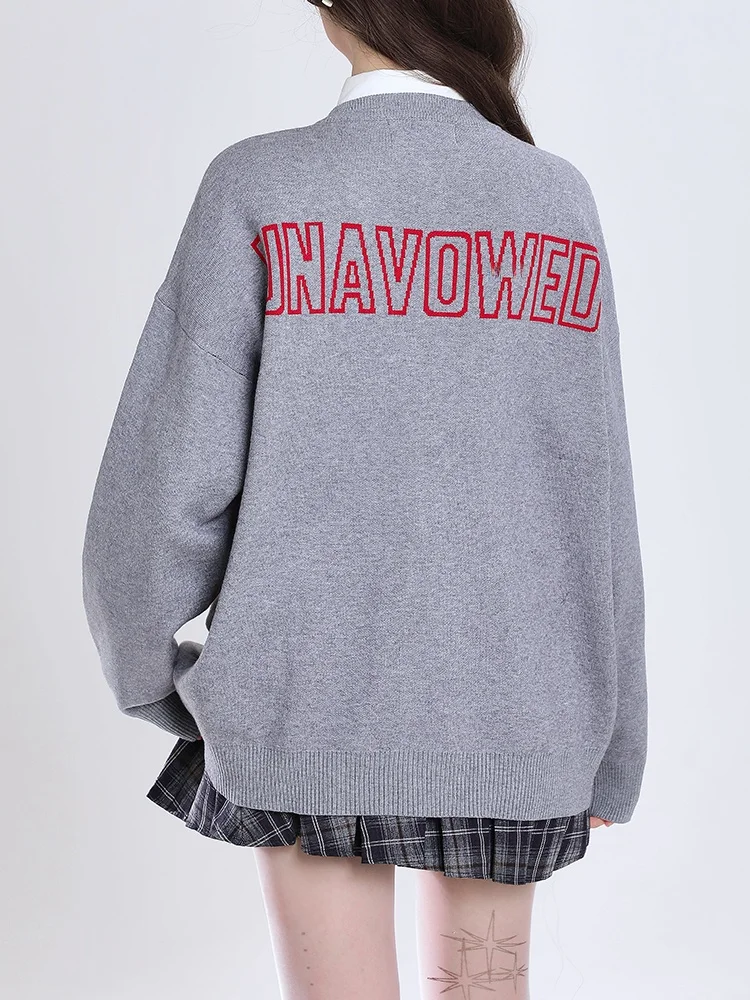 American vintage Cartoon Puppy Knit cardigan Autumn and Winter New Wear Idle Sle Korean Series Loose Sweater Outerwear Women