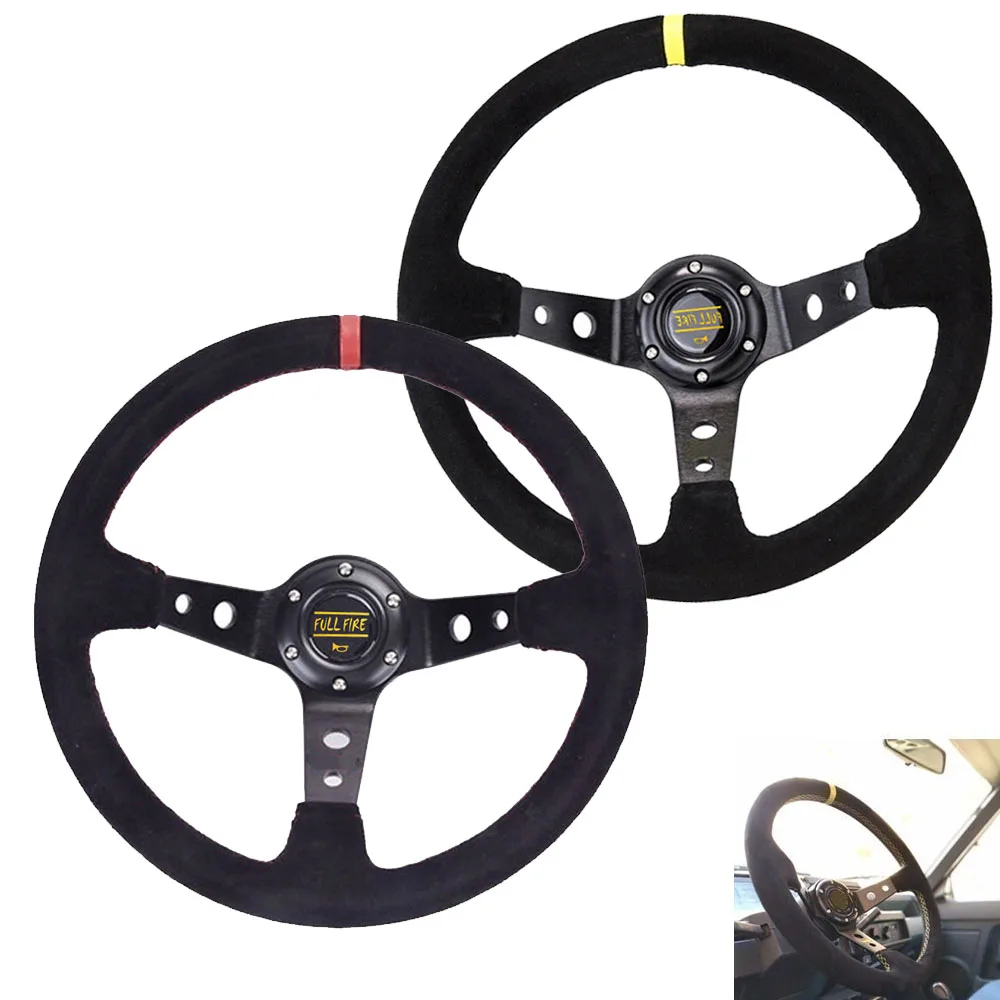 Universal 350MM Suede Steering Wheel  Leather Steering Wheel Drift racing type High quality Suede/PVC Style