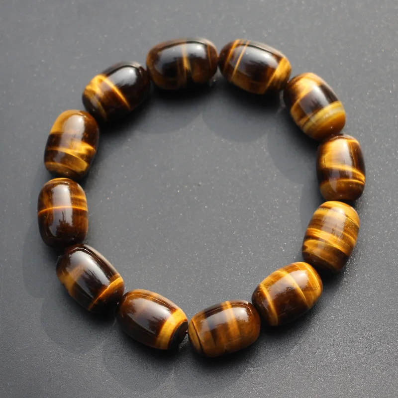 

Natural Tigers Eye Crystal Healing Stones Elastic Bracelets Men Women Healing Jewelry Tiger's Eye Beads Beaded Gemstone Bangles