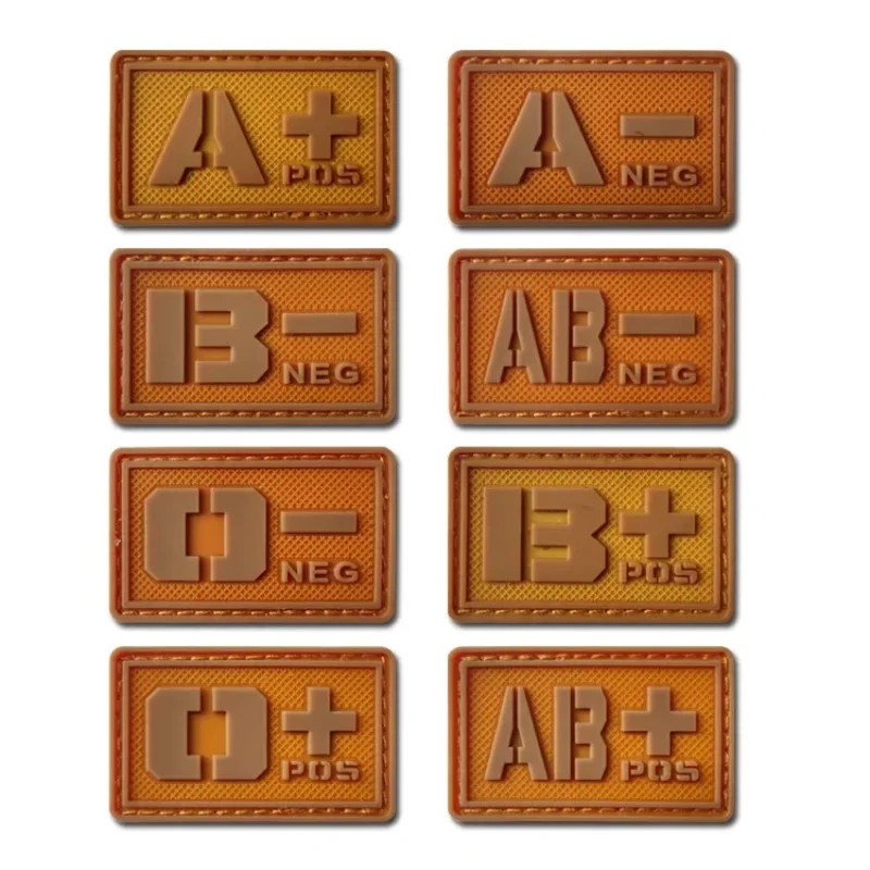 A+ B+ O+ AB+ POS Blood Group ПВХ значки с крючками на спине 3D резиновая медицинская нашивка