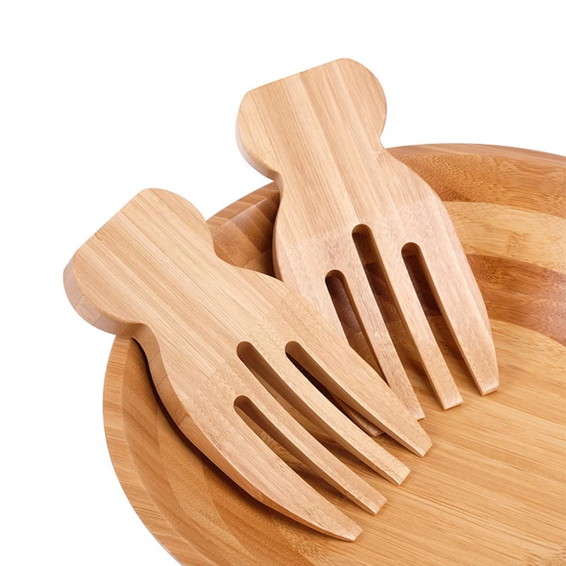 Bamboo Salad Hands Natural Rice Spoon Non-Stick Soup Unpainted Wooden Stirring Fork Utensils Durable