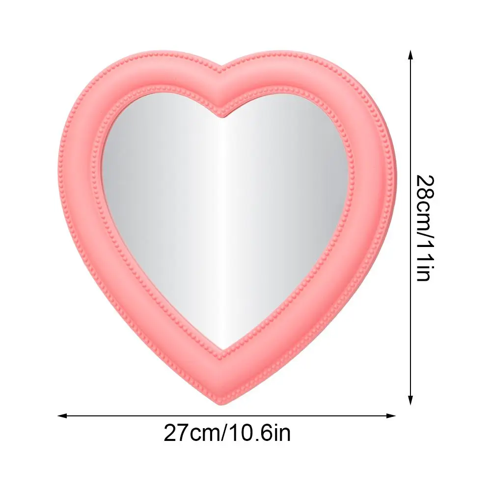 Косметическое зеркало в виде сердца настенное декоративное розового и белого