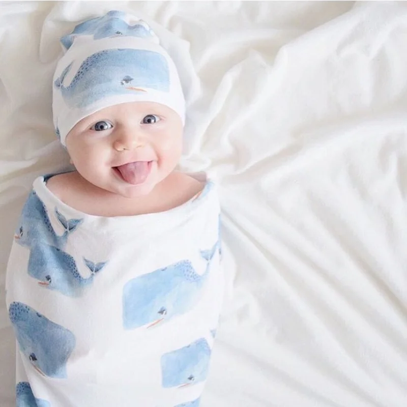 Симпатичный мультяшный спальный мешок для новорожденных шапка цветное детское Пеленальное Одеяло Хлопковое трикотажное обернутое тканью ...