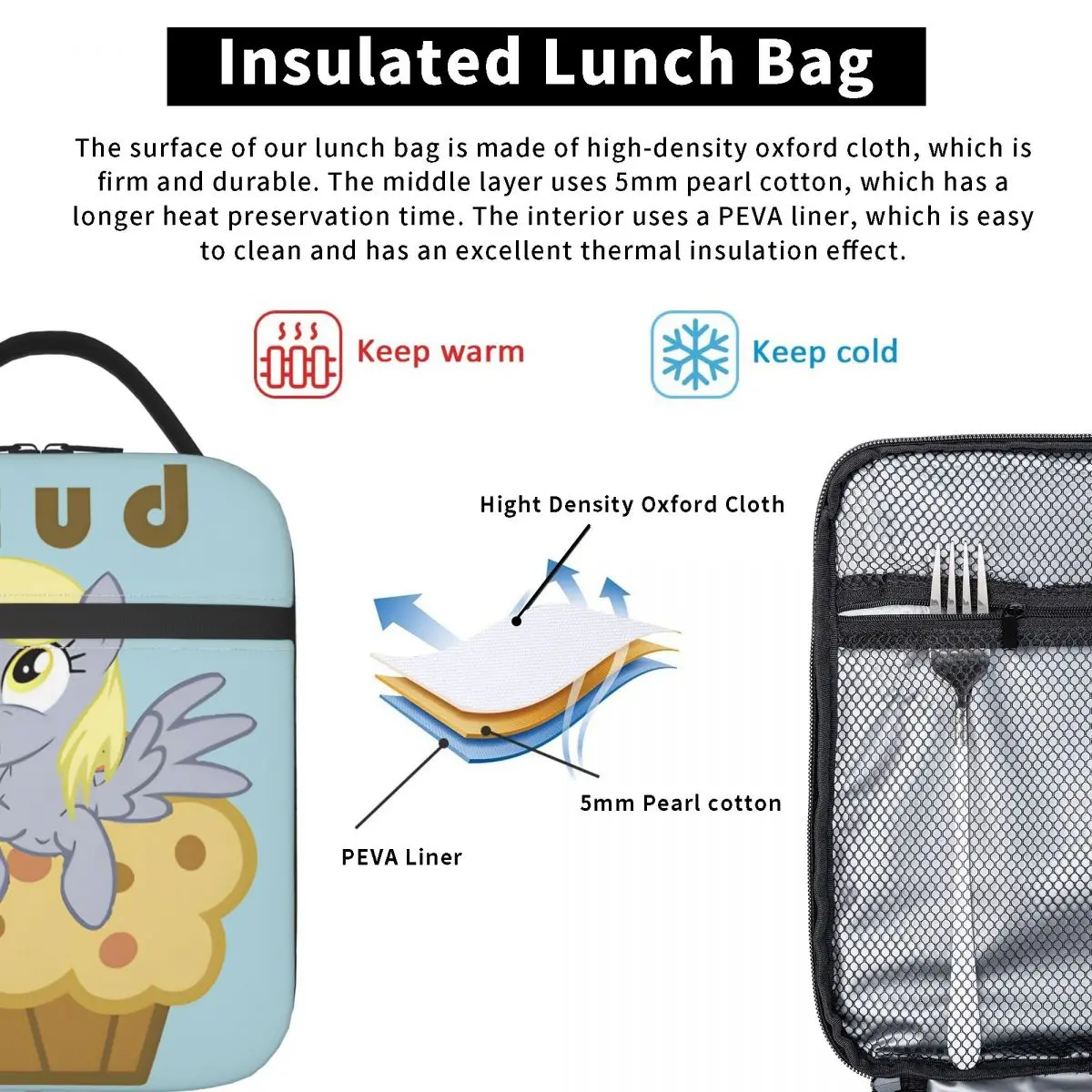 Изолированные ланч-пакеты Derpy с капюшоном большие контейнеры для ланча