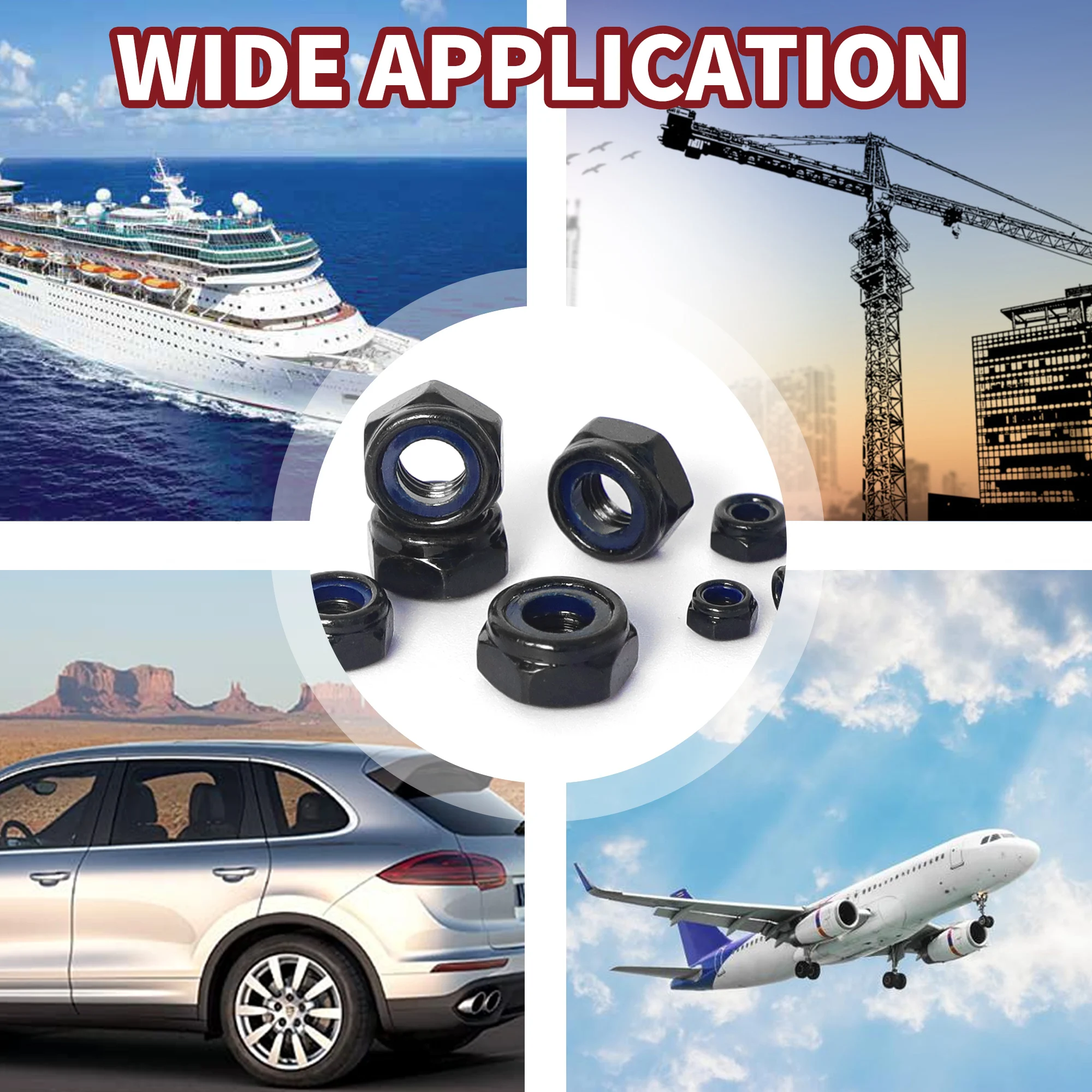 20/50 шт. черные шестигранные стопорные гайки нейлоновая вставка гайка M3 M4 M5 M6 M8 M10