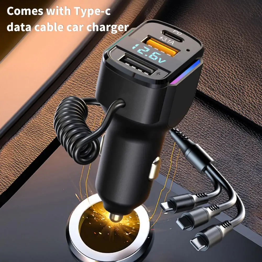 

Автомобильное зарядное устройство с цифровым дисплеем 3 в 1