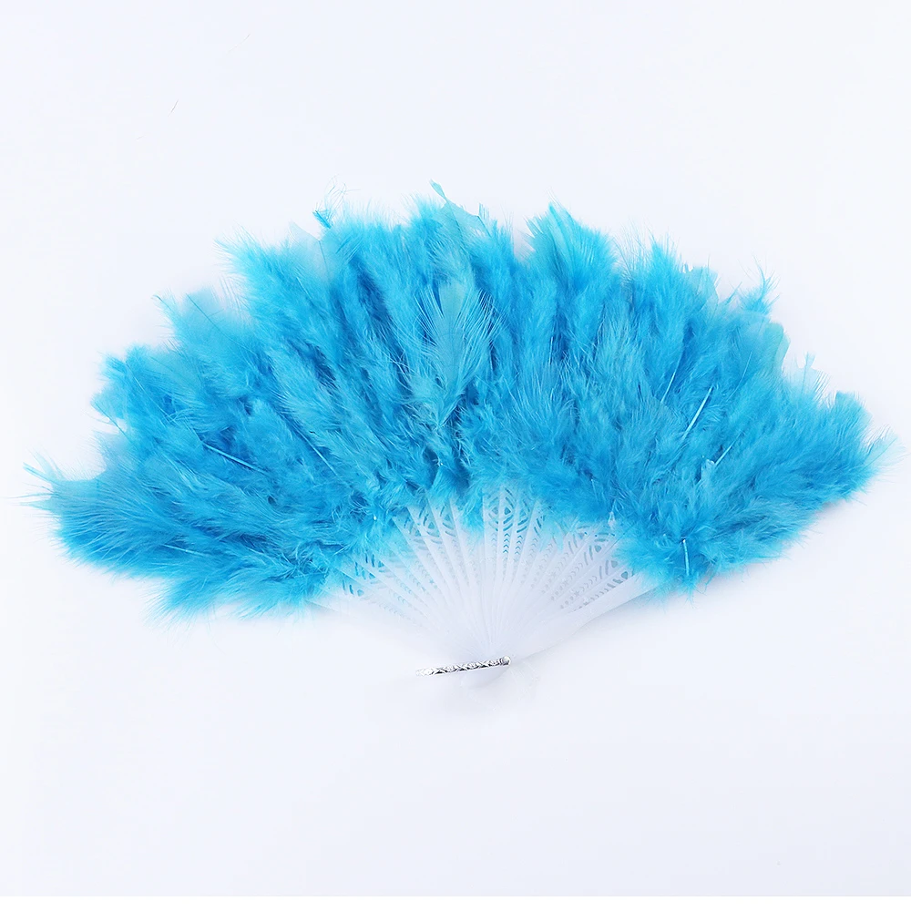 

Plastic Wedding Hand Fans Turkey Feather 45X25CM Diy Craft Supplies Natural Creative Leisure Soild Color White Feather Fan
