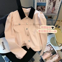 denim jacket womens 2022 early spring new fashion western style age reducing casual short jacket top solid color white denim