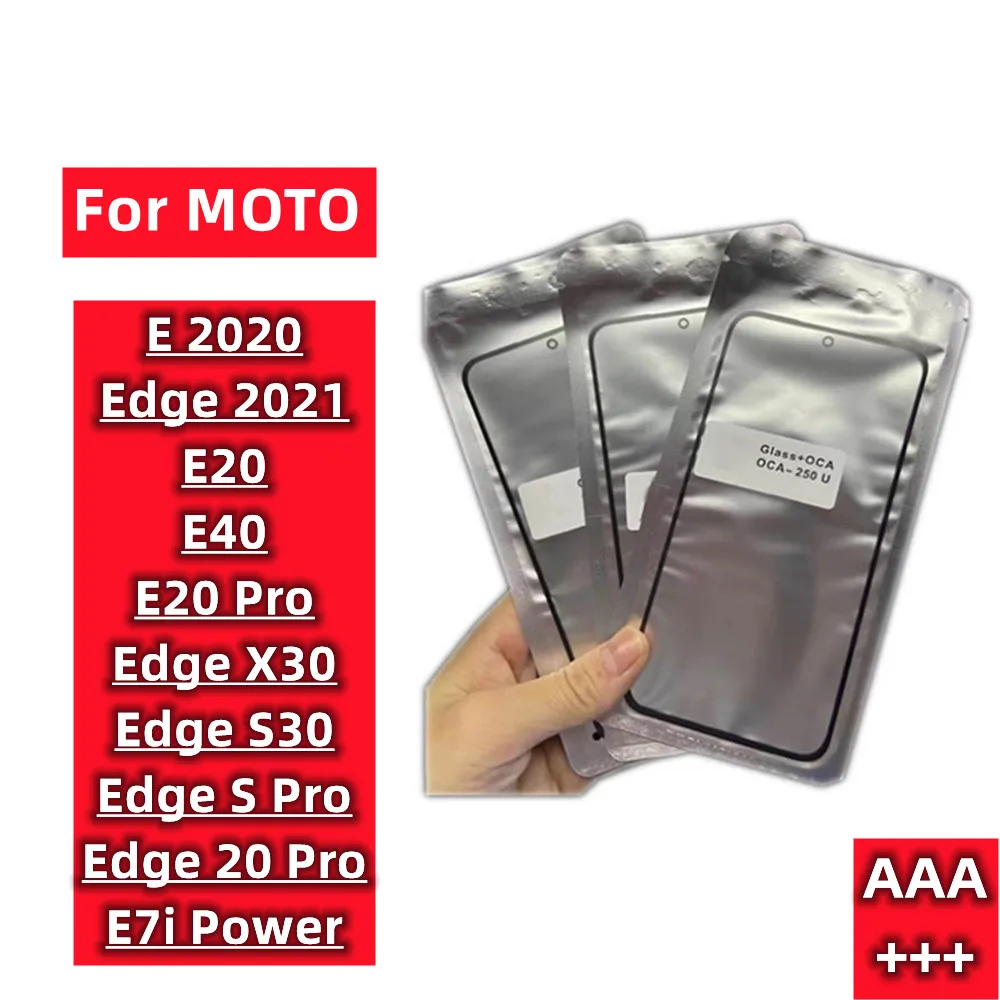 

10Pcs\Lot For Motorola For Moto E 2020 Edge E20 Pro E40 Edge X30 S30 LCD Front Touch Screen Lens Glass With OCA Glue Replacement