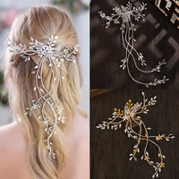hair vines crystal bridal tiara headband hair clip bridesmaid diamond hair rattan accessories wedding jewelry 32cm tiara