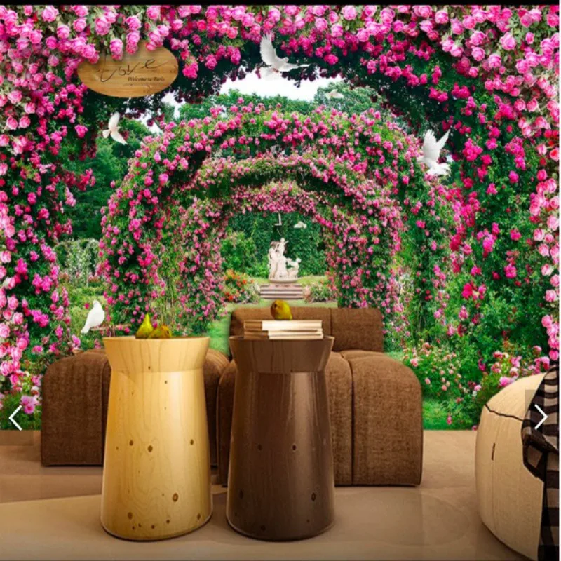 

Wedding rose background dream mural wallpaper for Hotel /Wedding /Photography Studio floral wallpaper 3d wall papers home decor